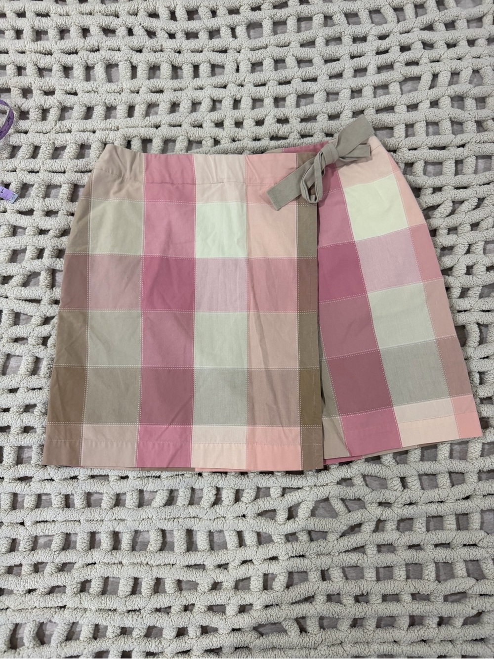 Liz Golf  Plaid Wrap Skort in plaid Pink and Taupe #0215